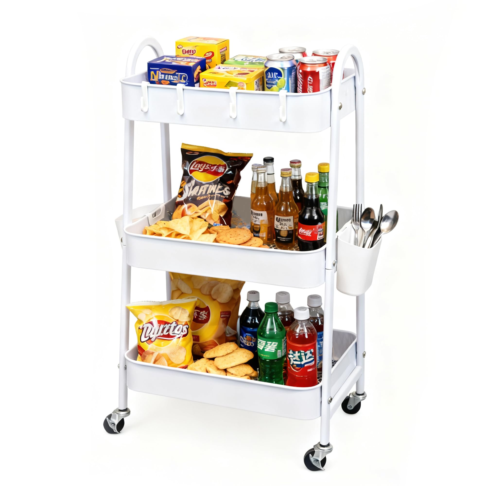 FOOK FISH compact rolling cart helps save space in small rooms.