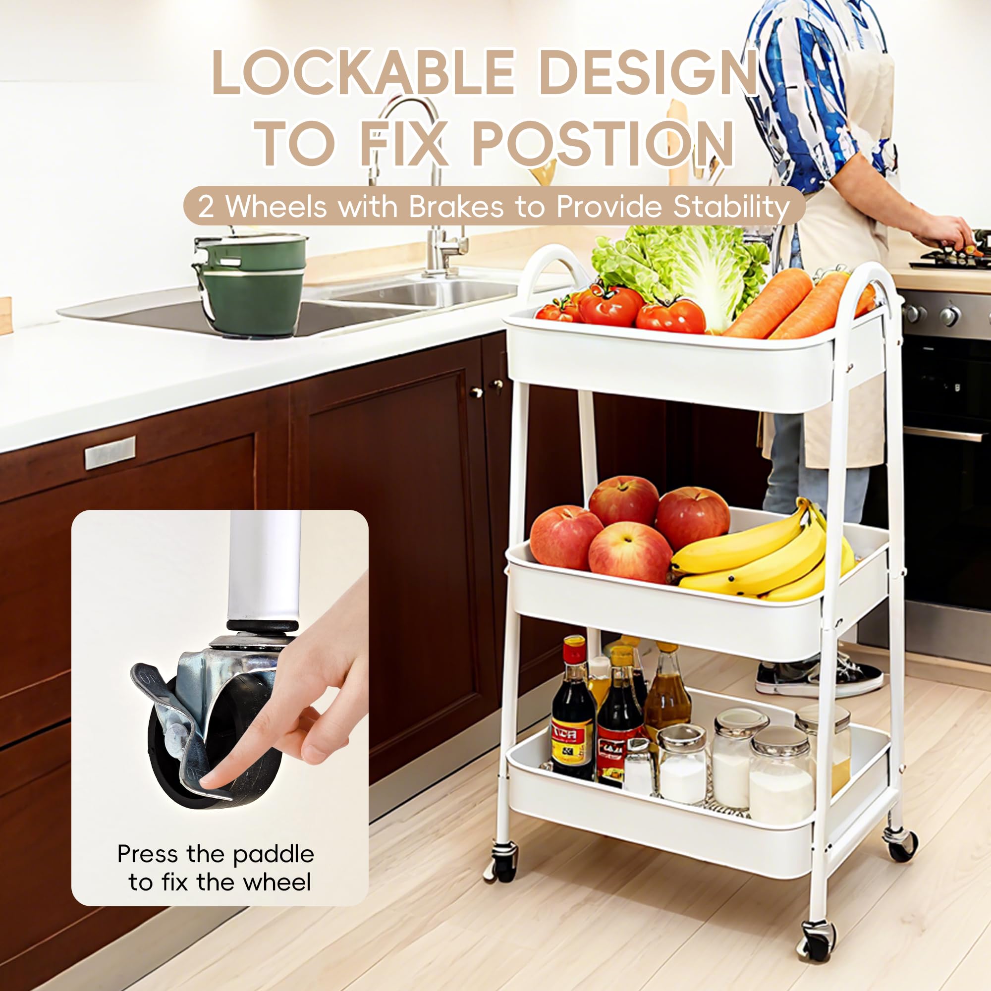 FOOK FISH versatile storage cart works in nursery, kitchen, or bathroom.