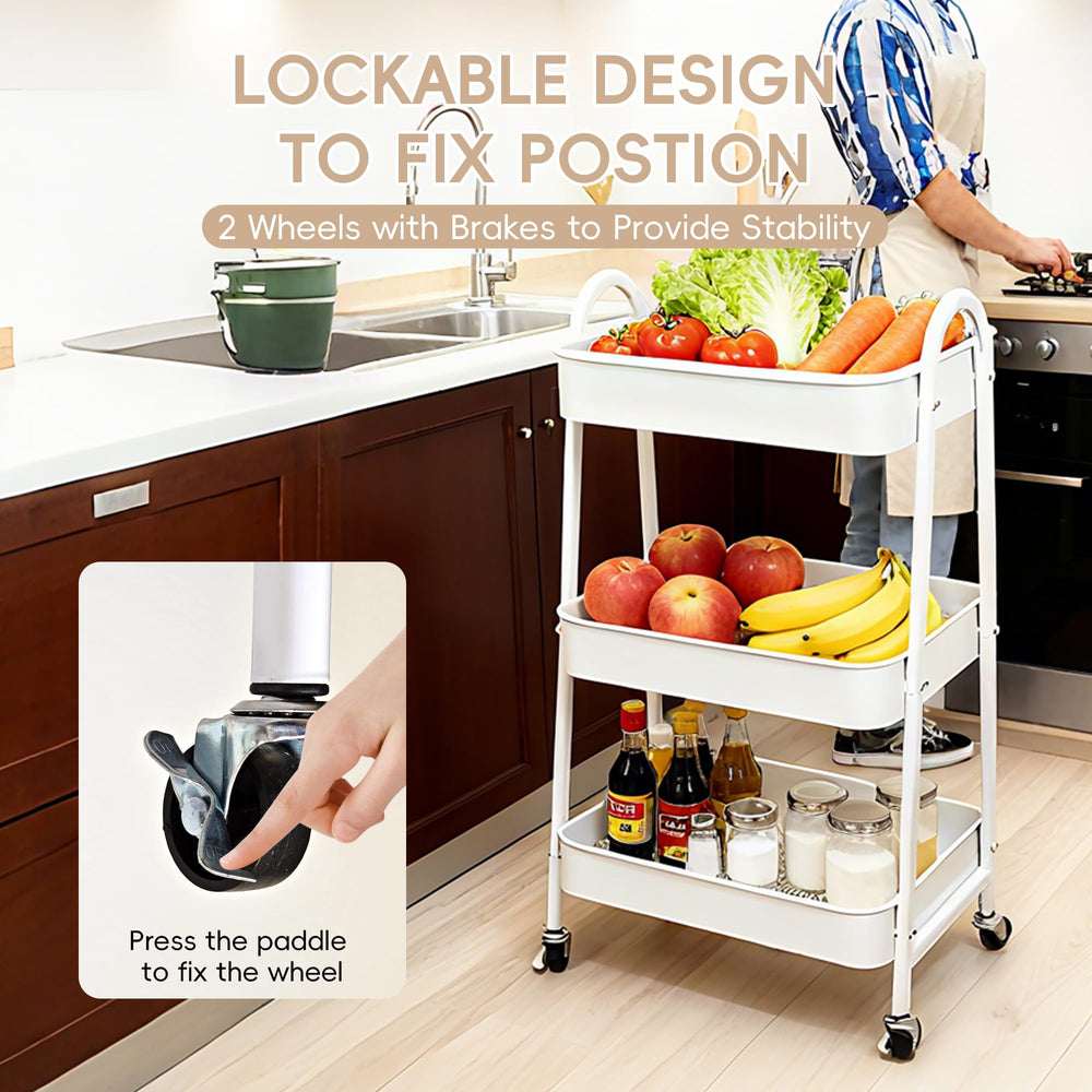 FOOK FISH versatile storage cart works in nursery, kitchen, or bathroom.