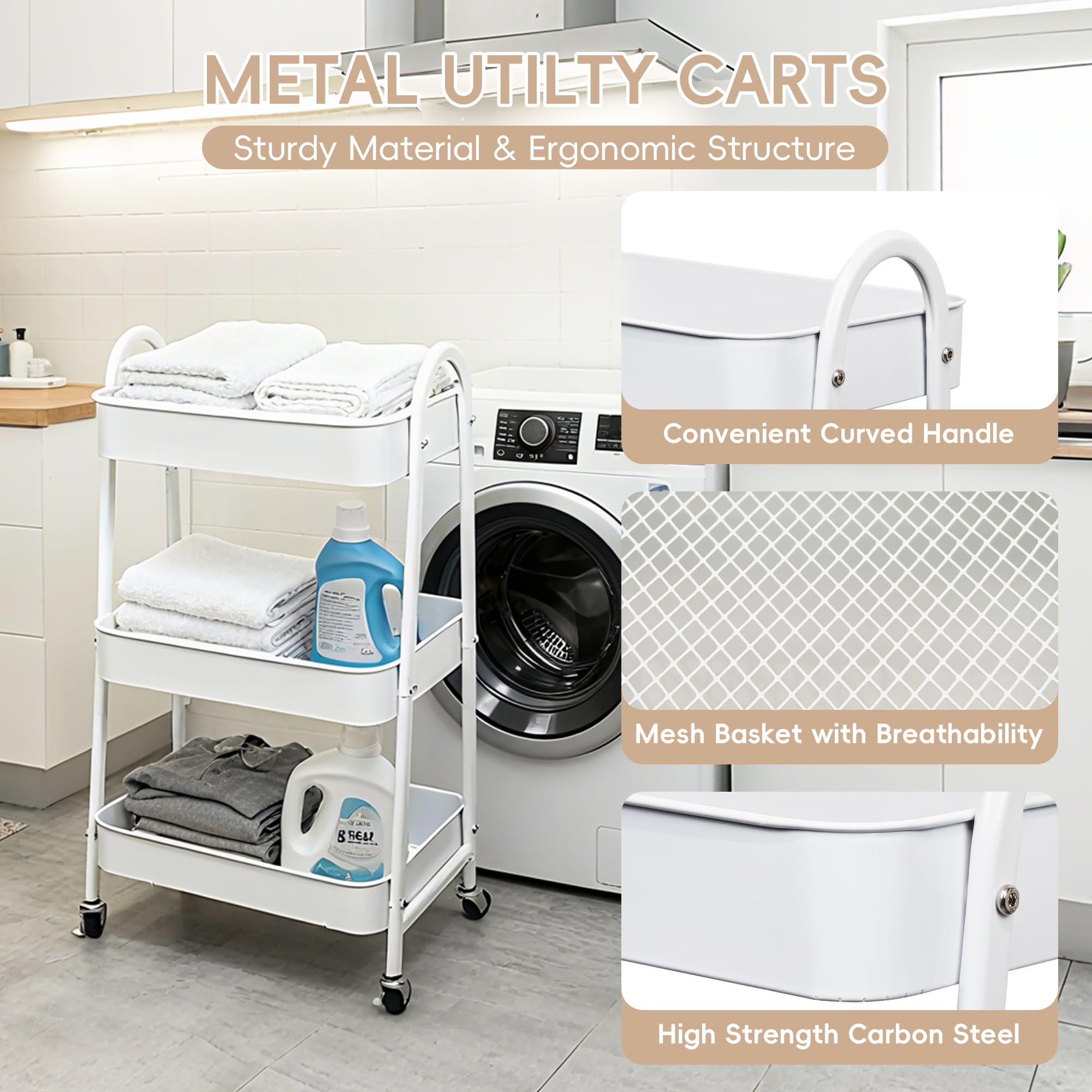 FOOK FISH nursery storage cart is easy to wipe down after spills.