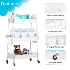 FOOK FISH rolling cart with 360-degree rotation for easy room-to-room movement.