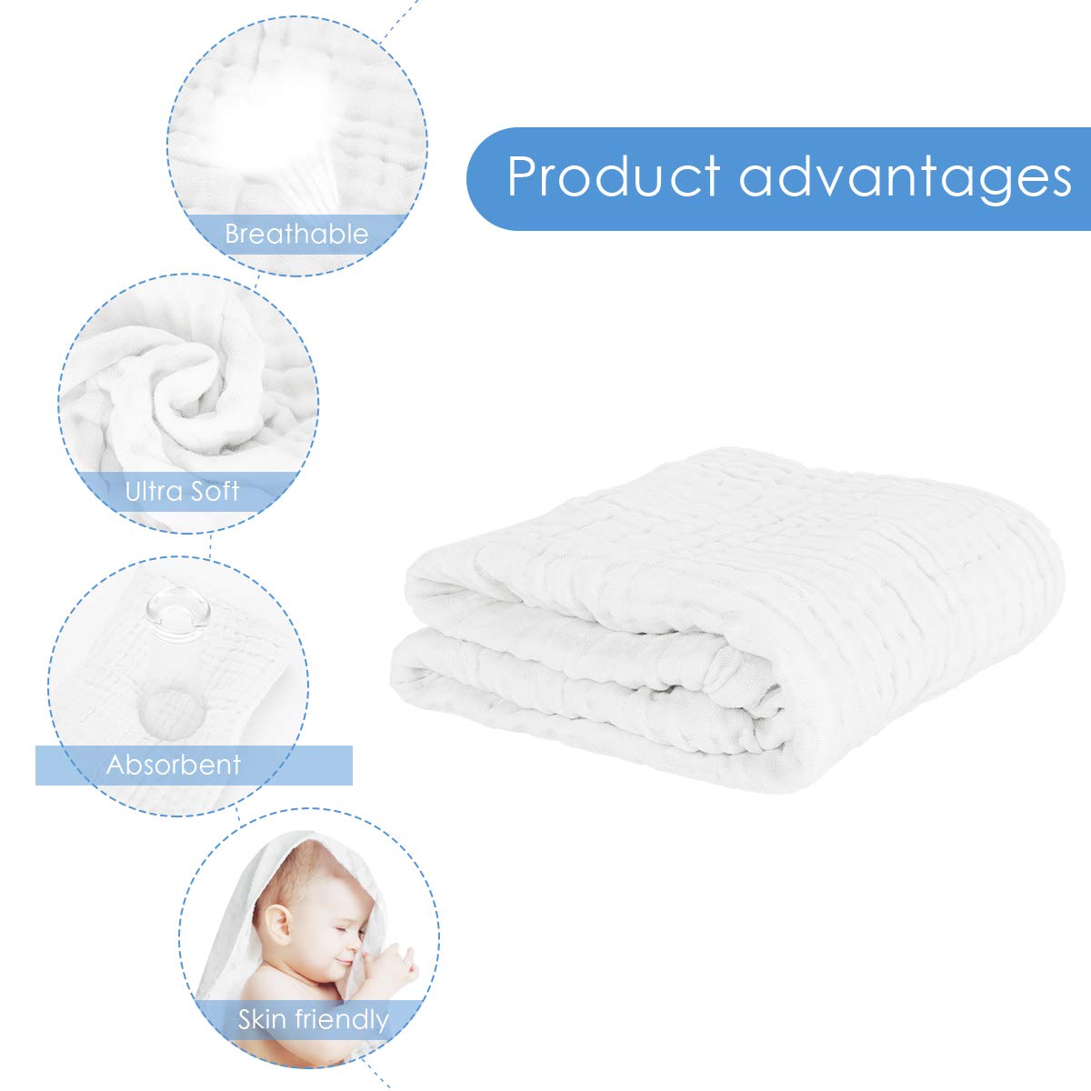FOOK FISH towel uses soft cotton gauze without added softeners.
