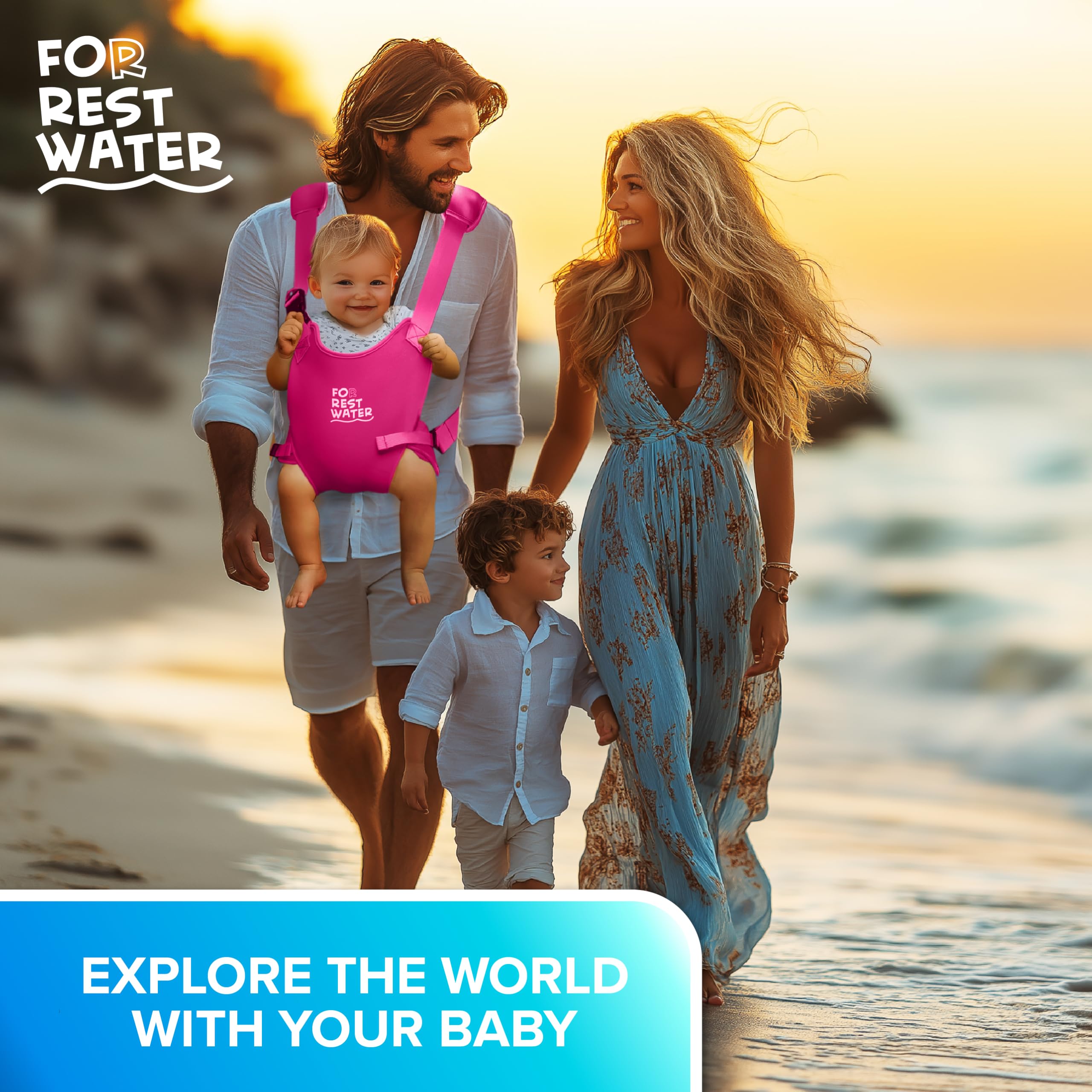 FOR REST WATER ergonomic sling on caregiver during family outing