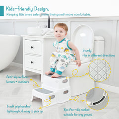 Forbena stool with slip-resistant feet promotes secure footing on tiles.