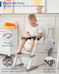 Forbena potty seat with splash guard; waterproof and easy to wipe clean.