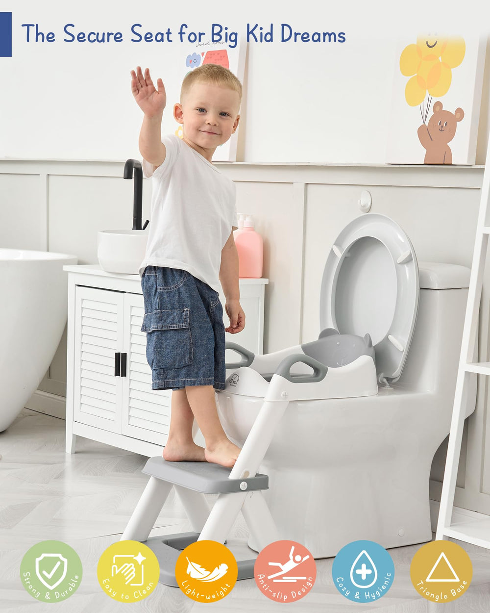 Forbena potty seat supports up to 120 lbs with anti-slip design for safety.