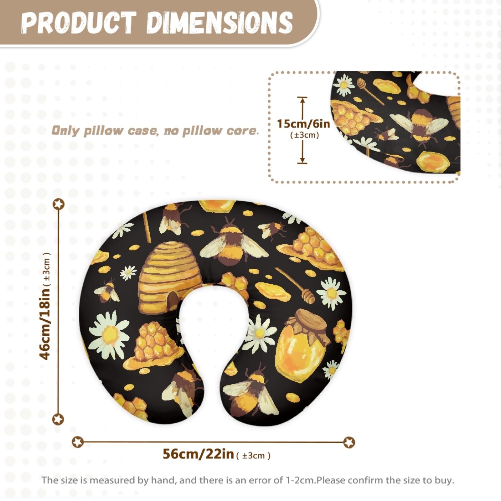Forchrinse Bee Daisy nursing pillow cover folded display highlights compact storage.
