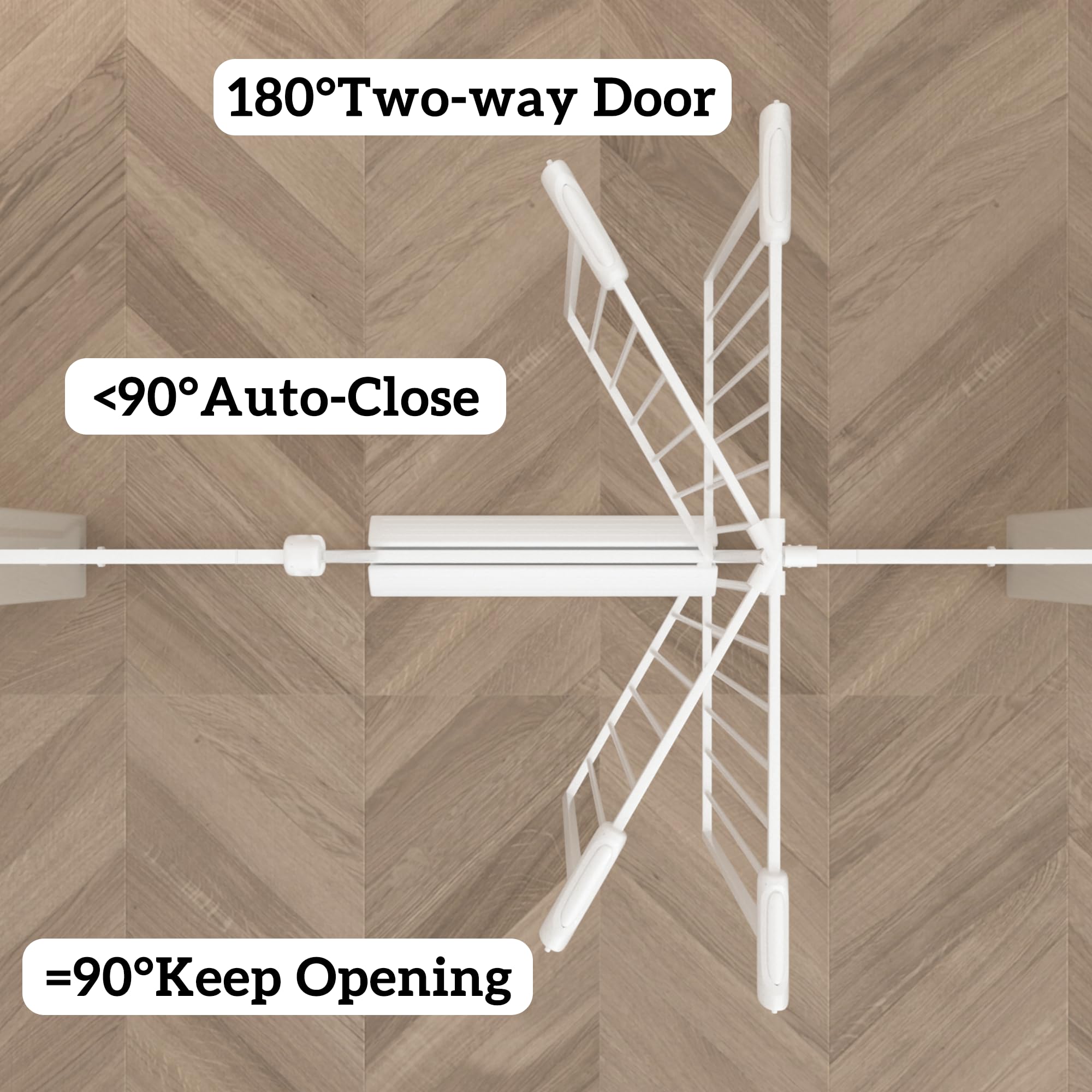 Foreng 180-degree two-way opening for convenient entry from either side.