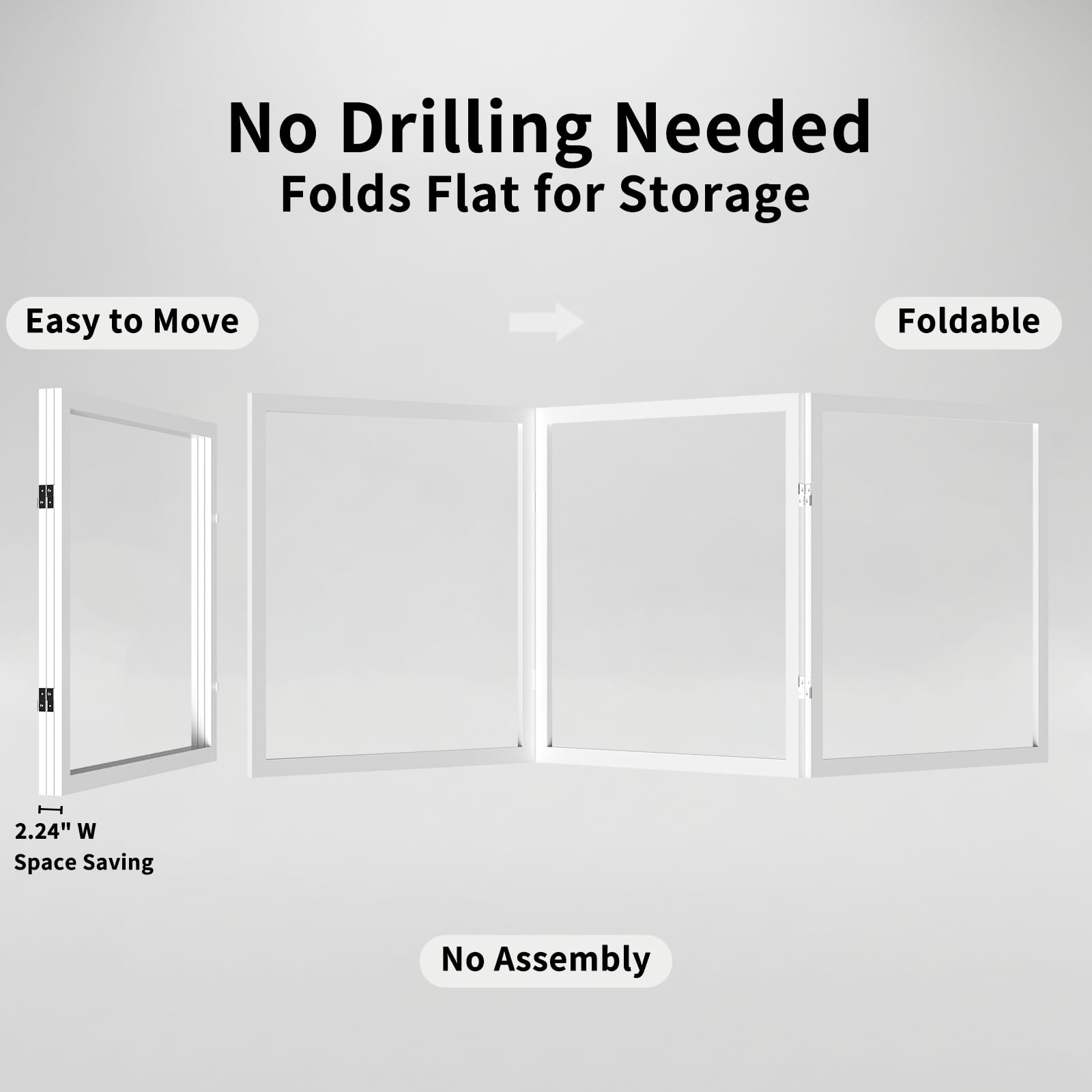 Foreng 3-panel expansion gate extended to 70 inches for larger spaces.