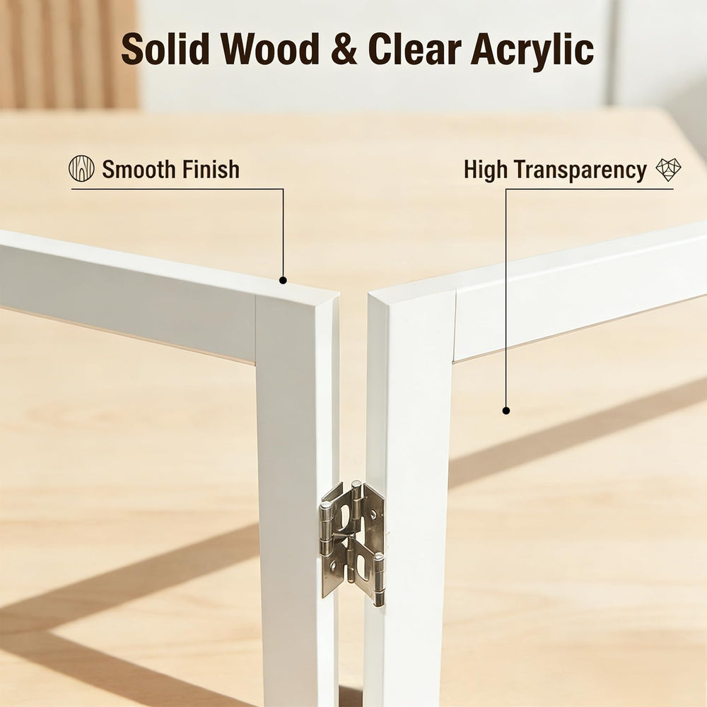 Foreng freestanding dog gate with weighted base provides stable barrier.