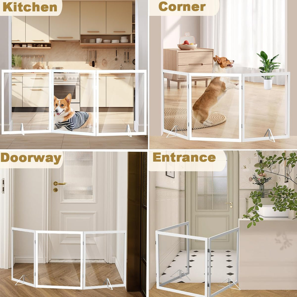 Foreng transparent gate used as stair or doorway barrier in busy homes.