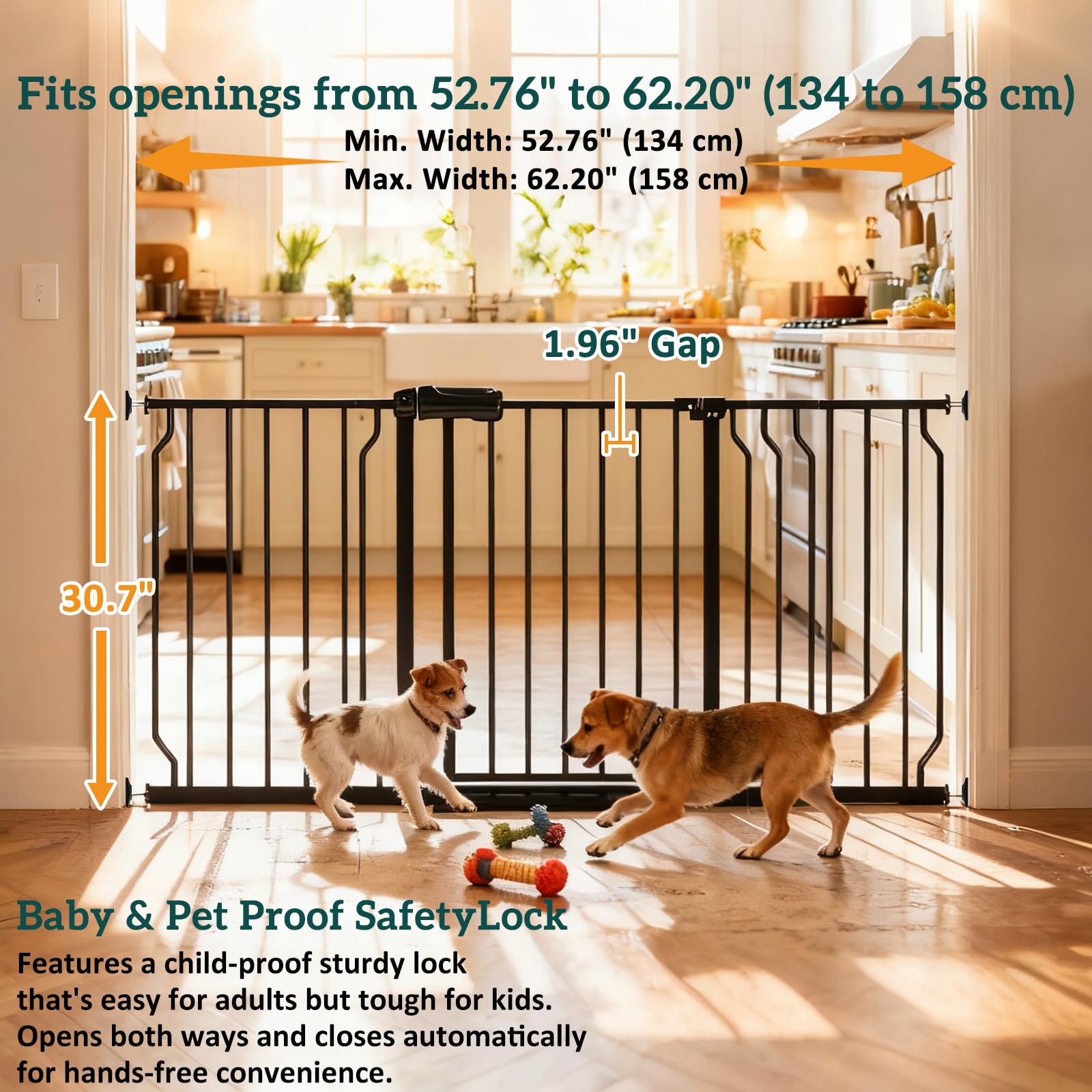 Foreng hardware-mounted gate at stairs edge for permanent security