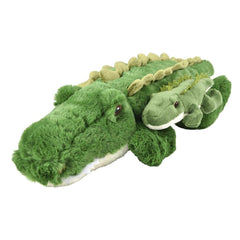Forest & Twelfth 23-inch alligator plush, mom and baby cuddling for comfort.