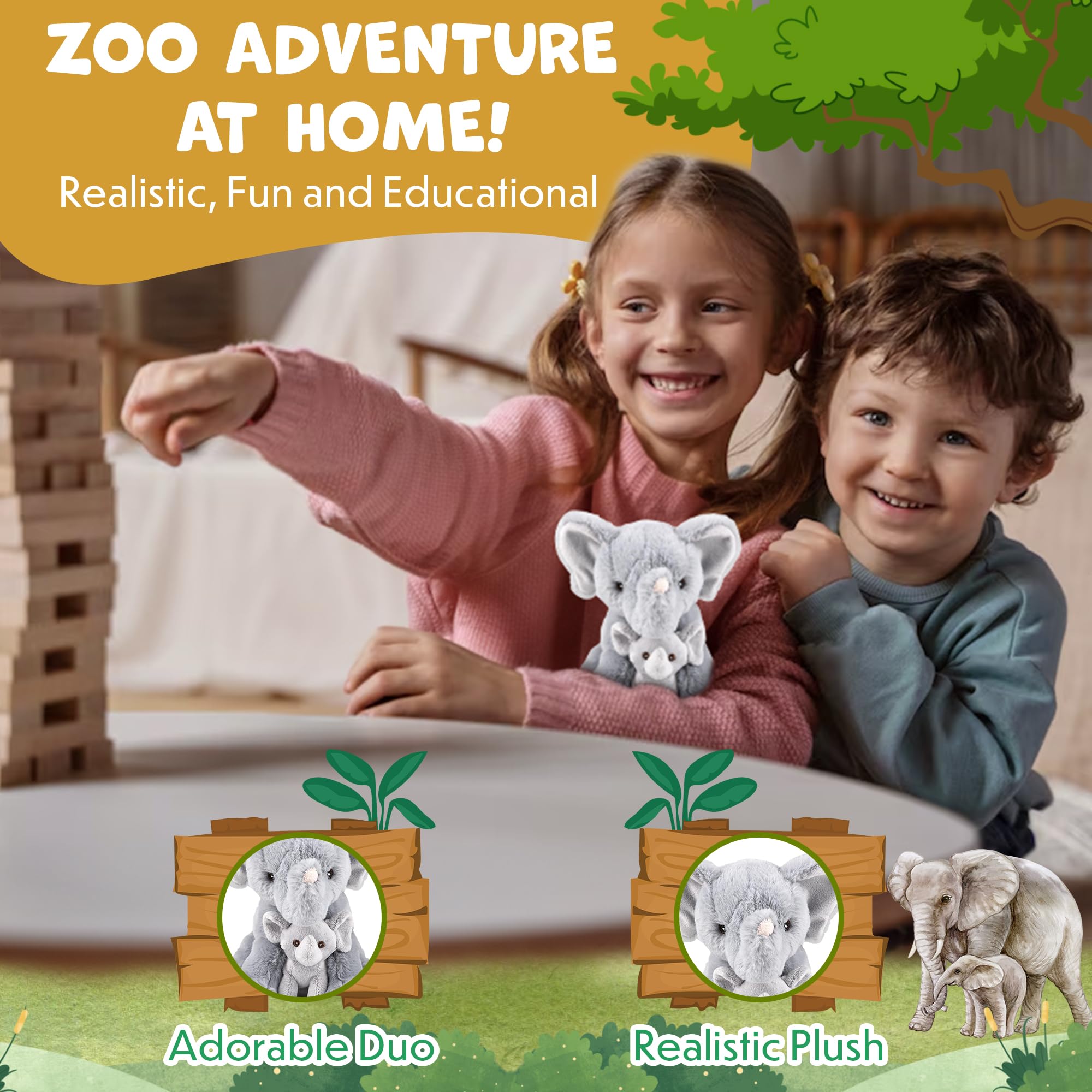 Forest & Twelfth soft plush elephant offers cuddly comfort for little hands.