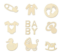Forever in Time mini wood icons pram for baby-themed crafts and personalized scrapbooks.