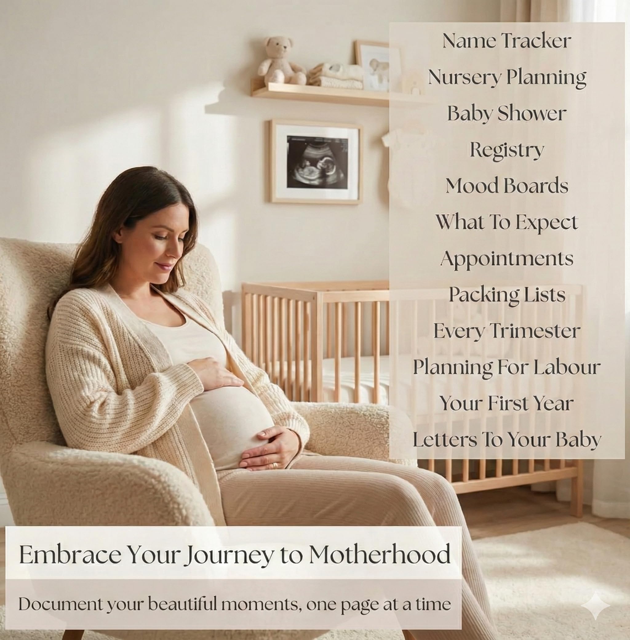 Forever Lily pregnancy journal hardcover nursery vision board to inspire room ideas.