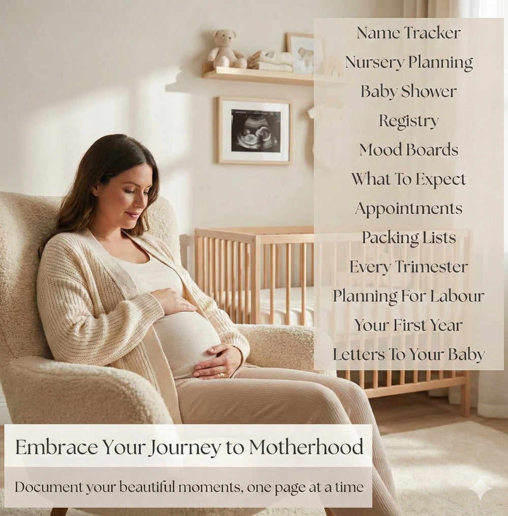 Forever Lily pregnancy journal hardcover nursery vision board to inspire room ideas.