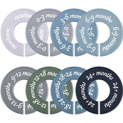 ForraFun eight-piece baby closet dividers with clear labels for size sorting