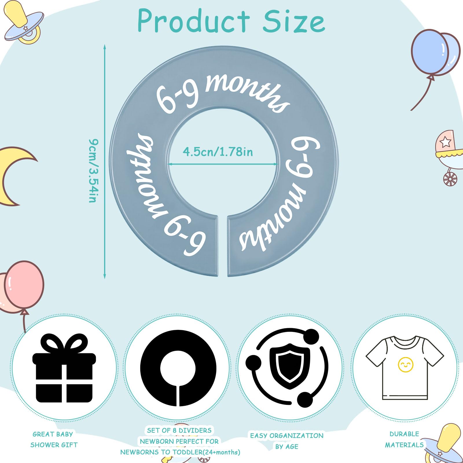 ForraFun closet dividers in modern cool colors brighten nursery organization