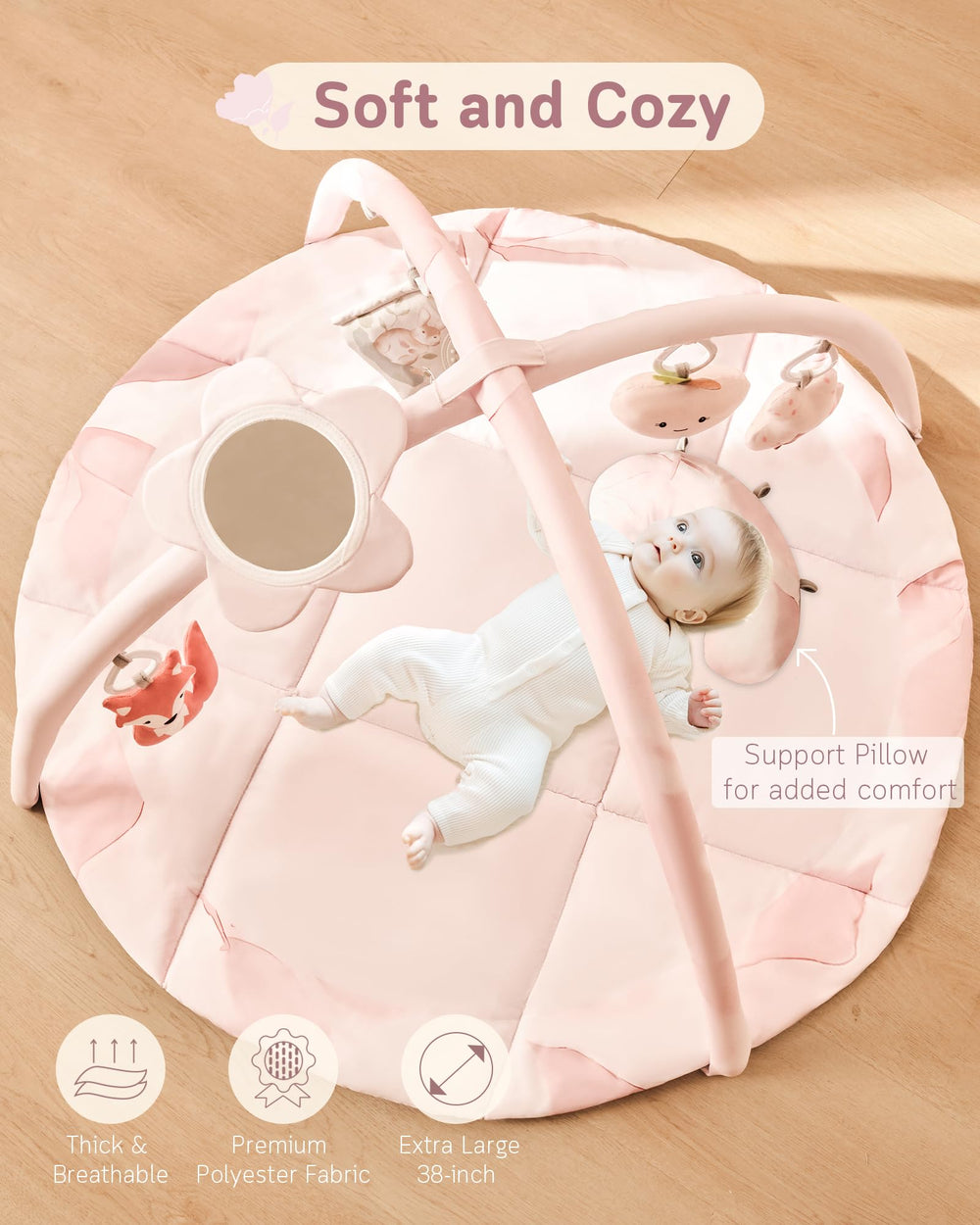 Fortella Baby Play Gym Crinkle book teether encourages chewing and tracking