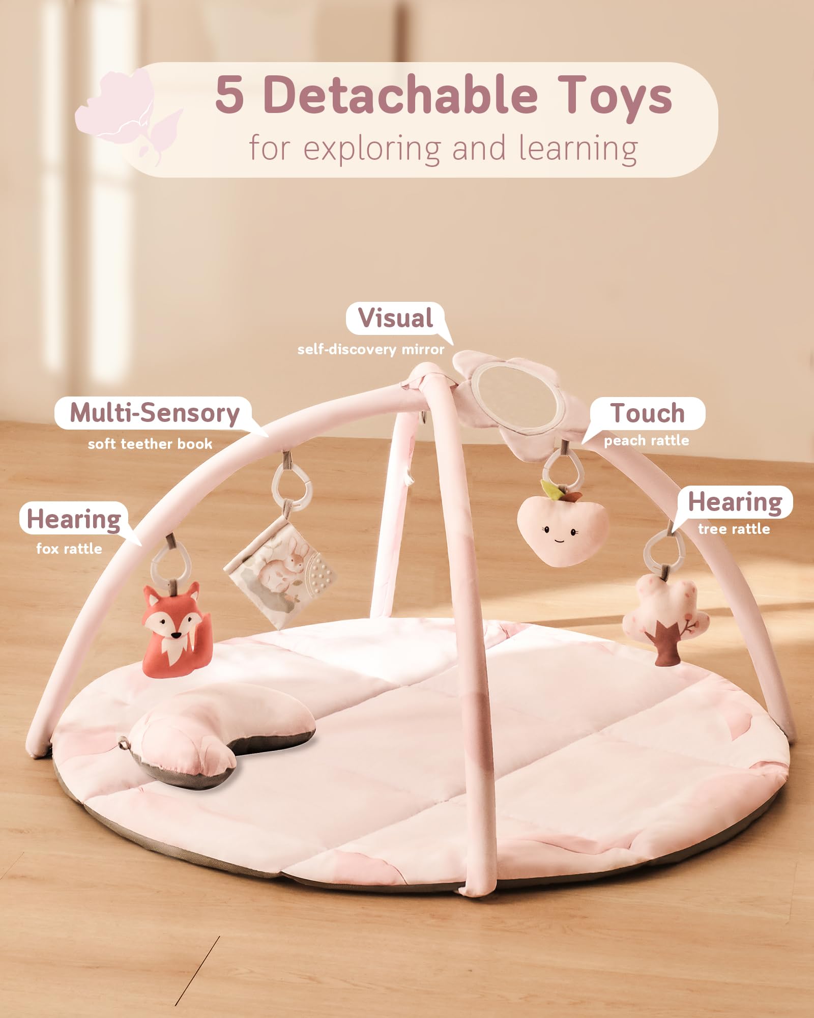 Fortella Baby Play Gym Elephant rattle supports interactive play
