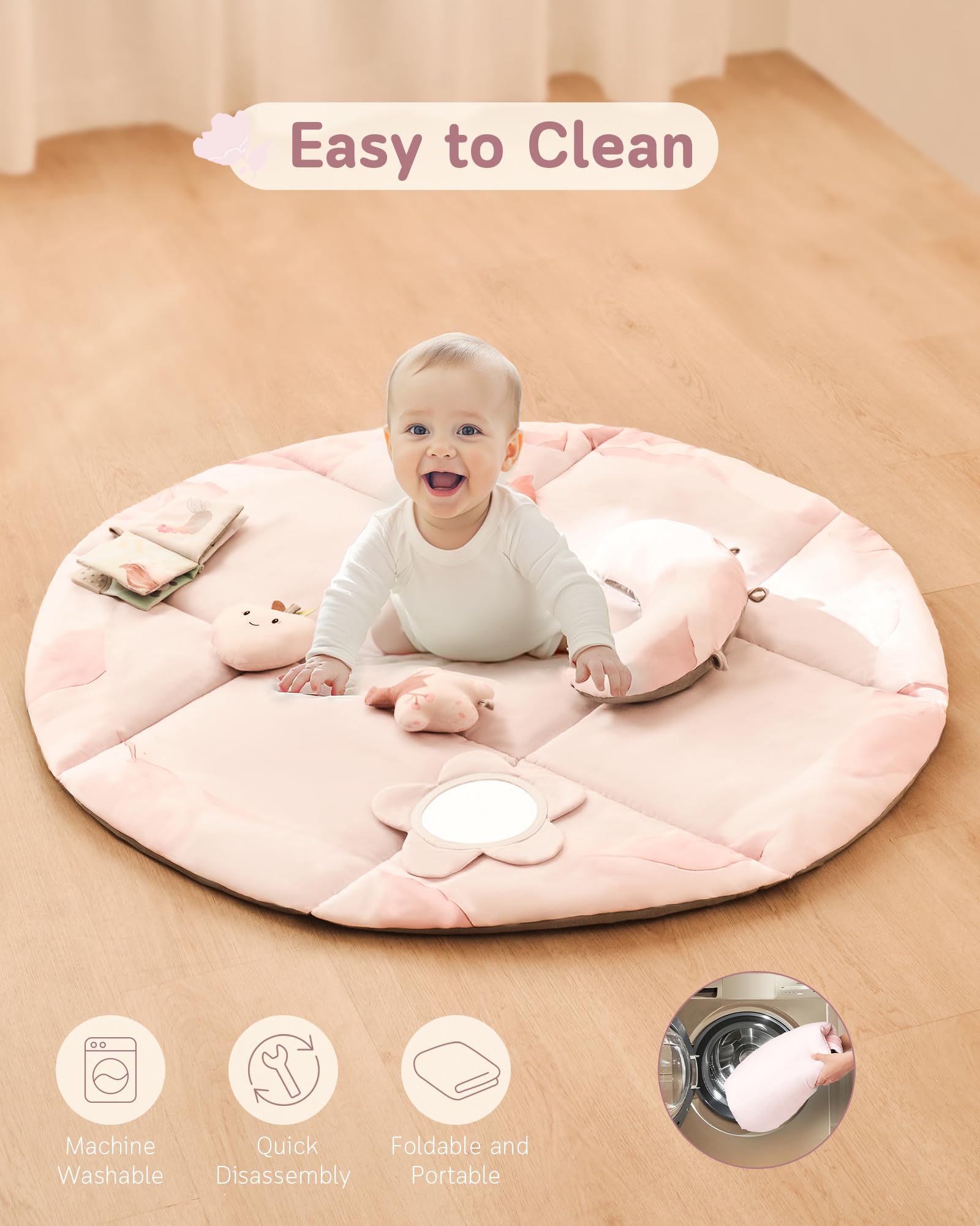 Fortella Baby Play Gym Leaf mirror promotes self-awareness during play