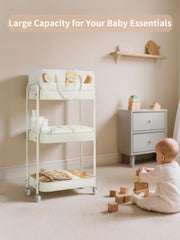 Fortella beige diaper cart with detachable dividers for customizable diaper storage.