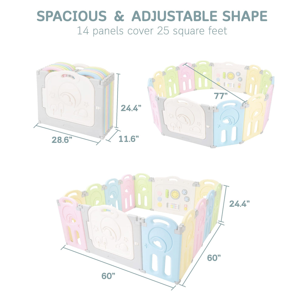 Fortella Cloud Castle Playpen outdoors setup on a patio for safe outdoor play.