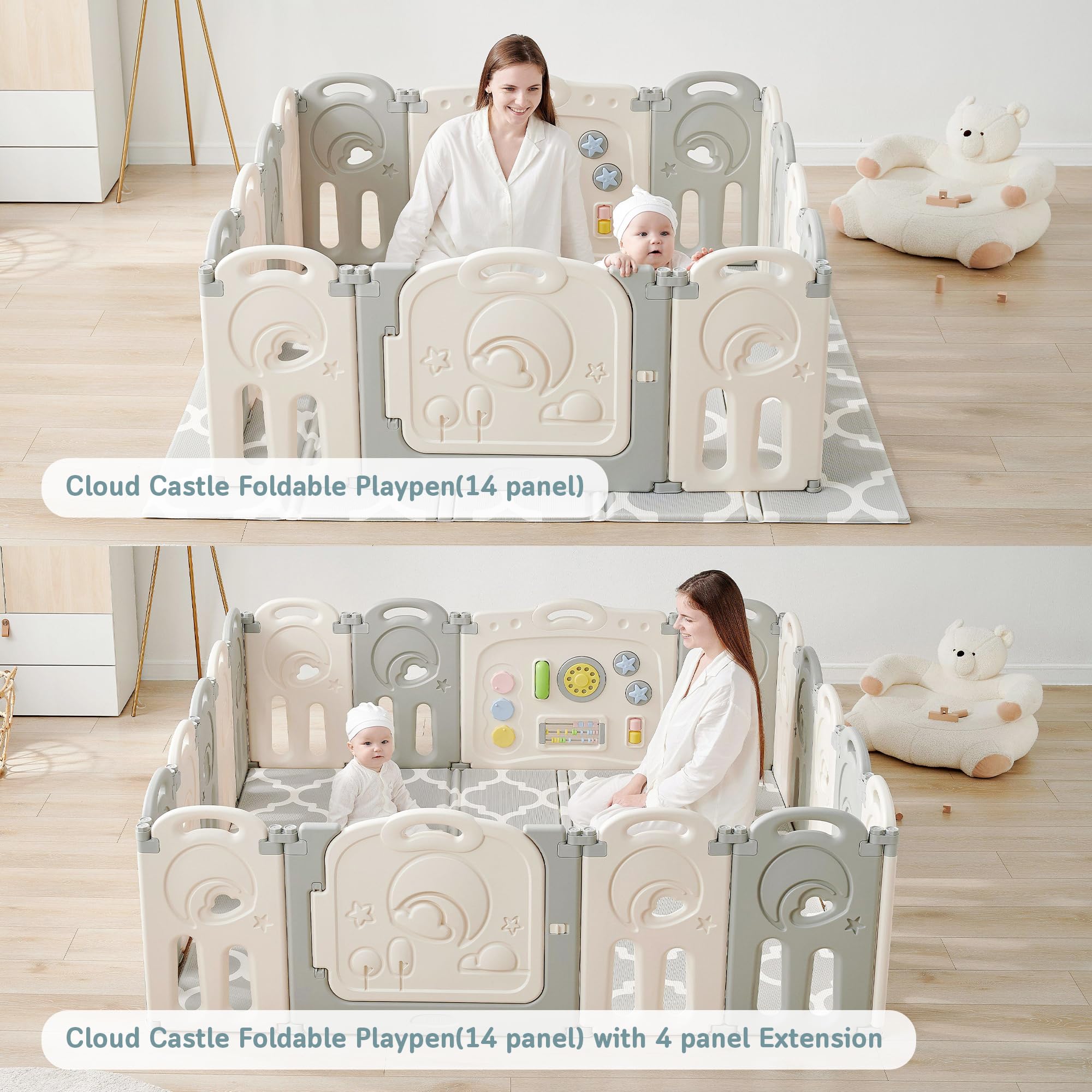 Fortella Cloud Castle spacious 25-square-foot play area for exploration.