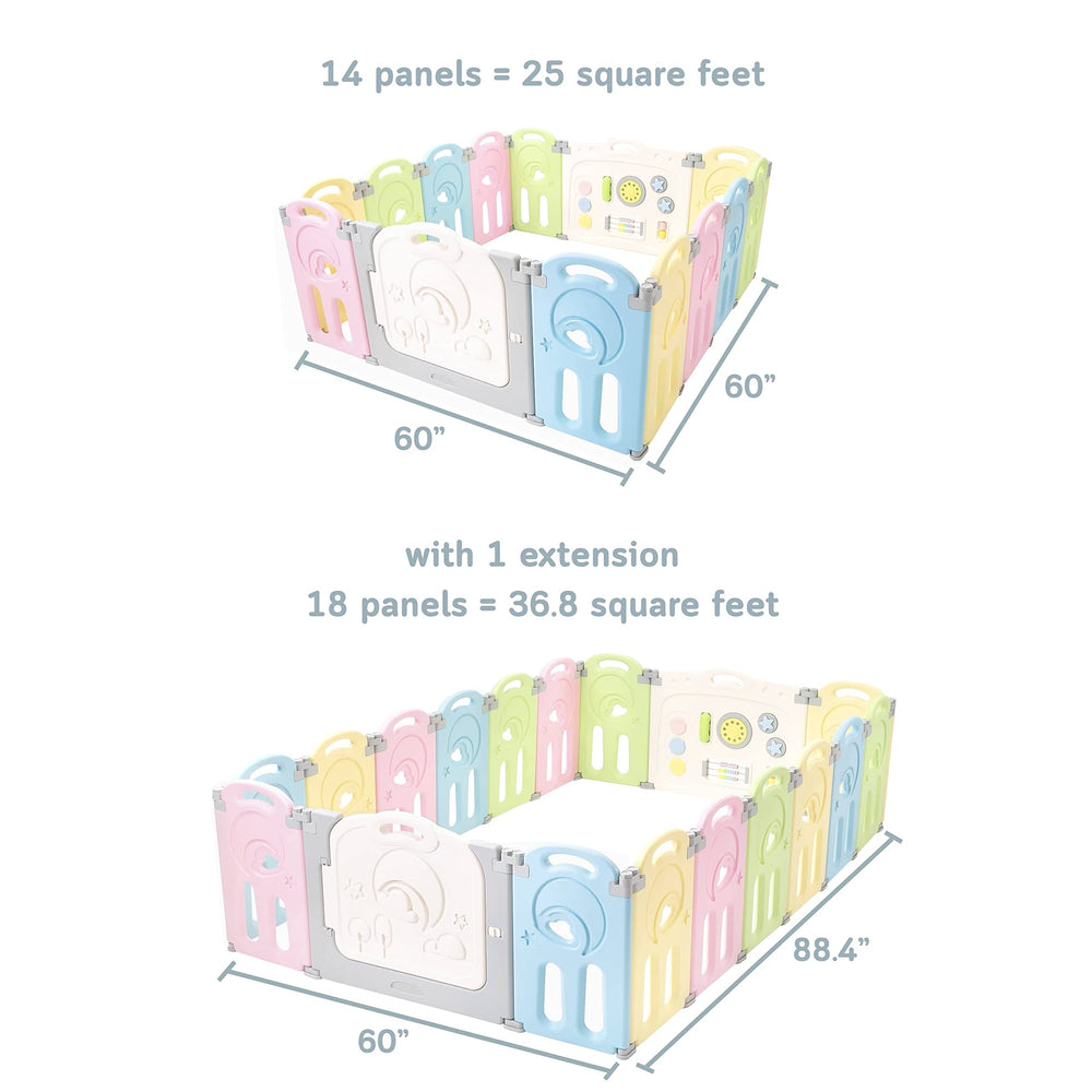 Fortella foldable playpen panel extension expanding the play area.
