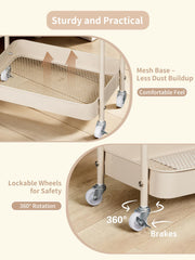 Fortella rolling cart in taupe fits nursery essentials in style.