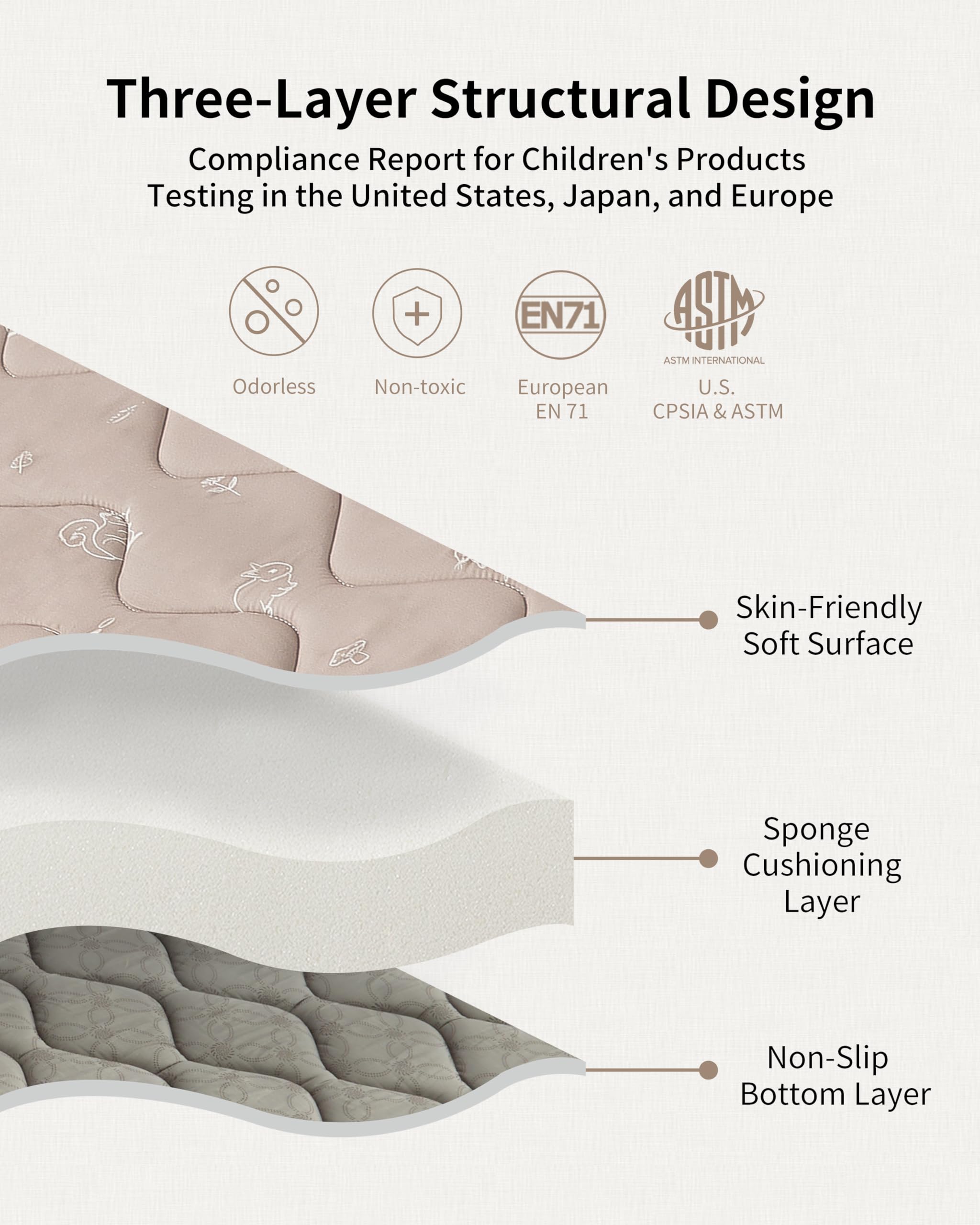 Fortella play mat forest-taupe corner play setup promotes safe exploration.
