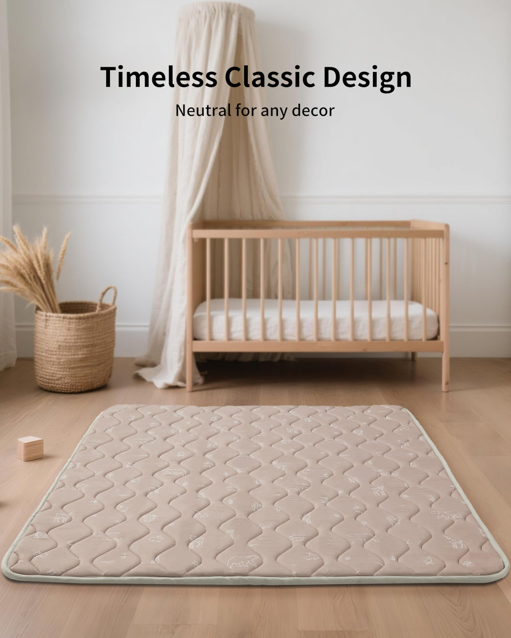 Fortella play mat forest-taupe easy-clean surface for quick tidyups.
