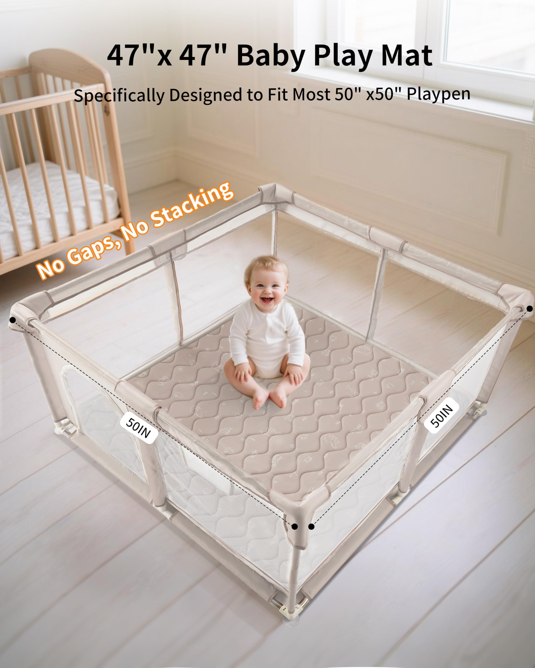 Fortella play mat forest-taupe open layout showing a spacious tummy time area.