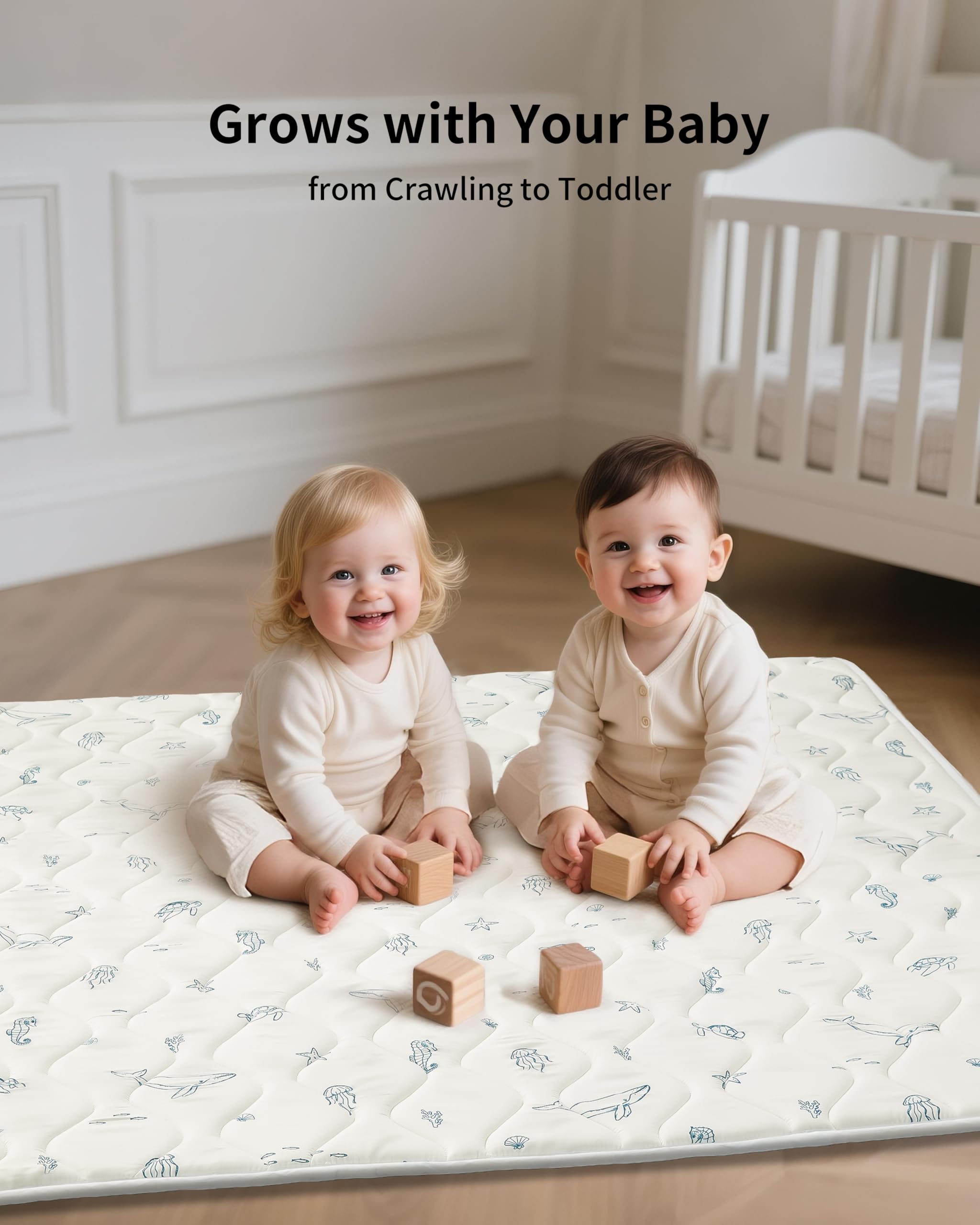 Fortella Play Mat Ocean Ivory color adds calm to nursery spaces