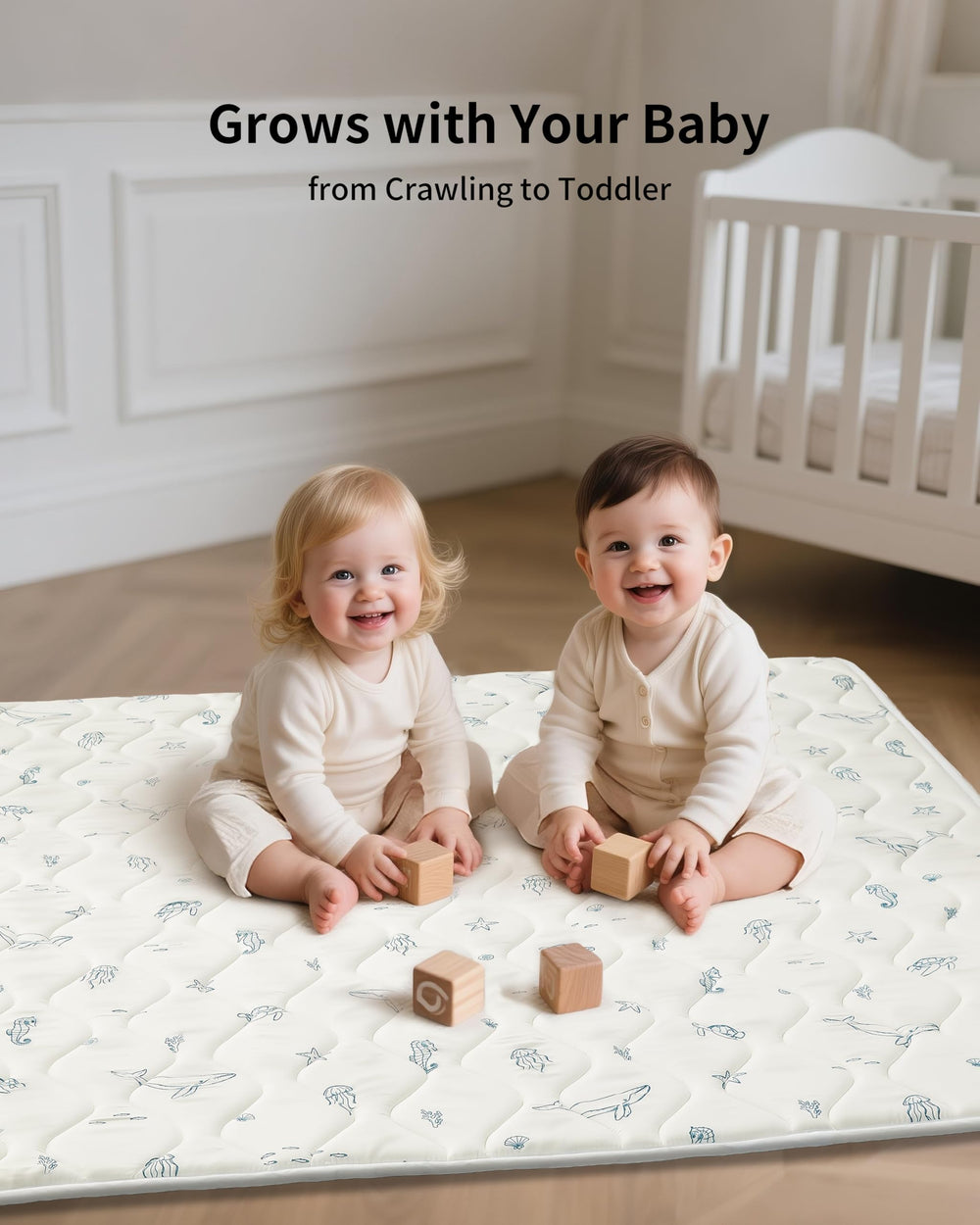 Fortella Play Mat Ocean Ivory color adds calm to nursery spaces