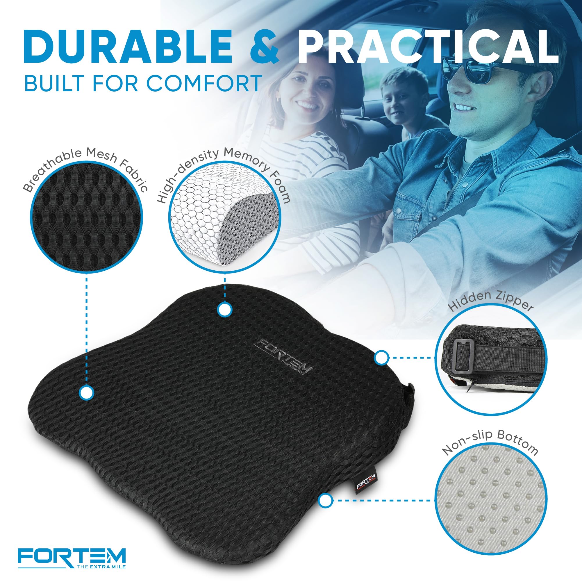 FORTEM breathable mesh cover enhances airflow to keep you cool on long trips