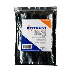 Fortis Entrust ostomy pouch 8x8 disposable bag for discreet waste disposal at home.
