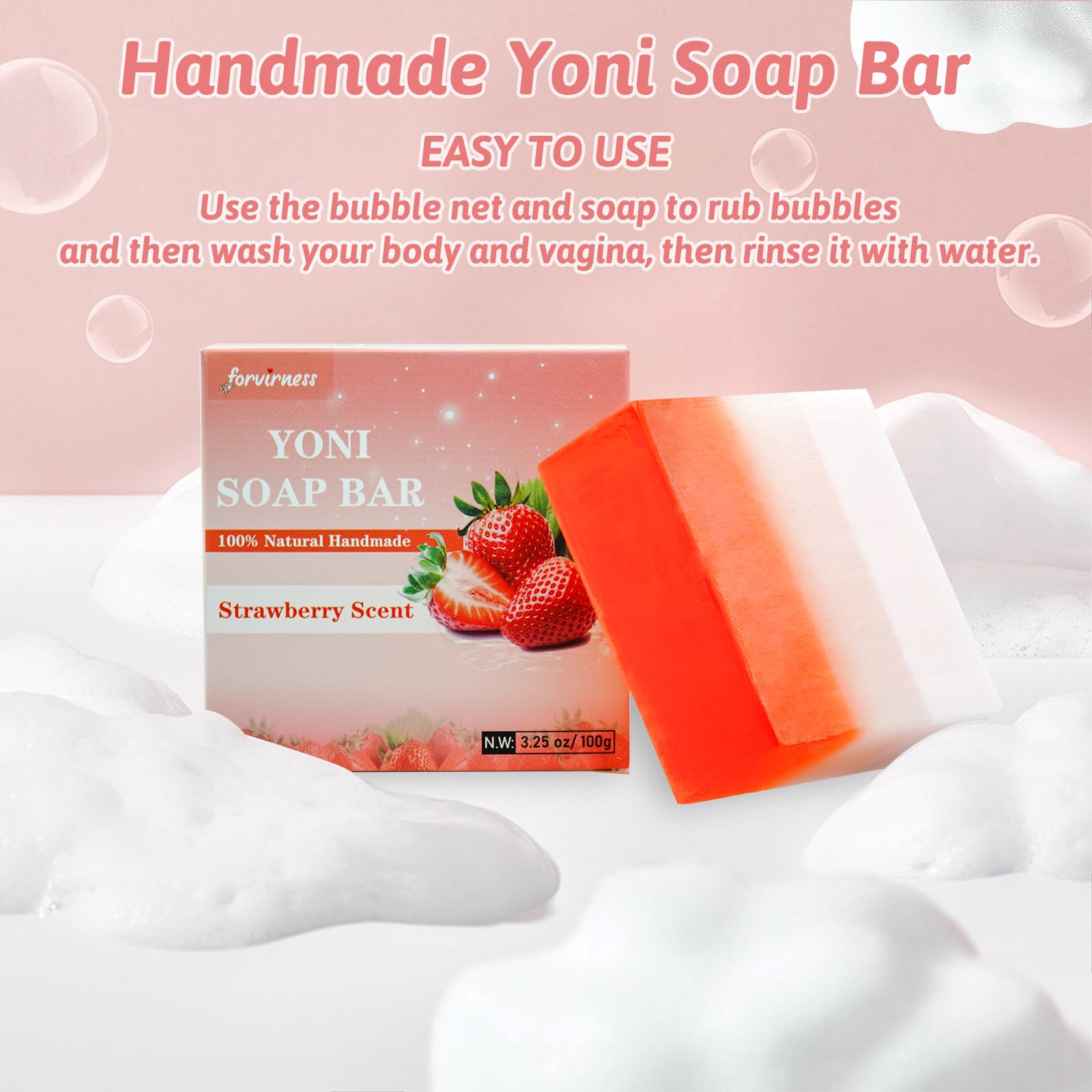Forvirness strawberry yoni bar ideal for daily feminine routine