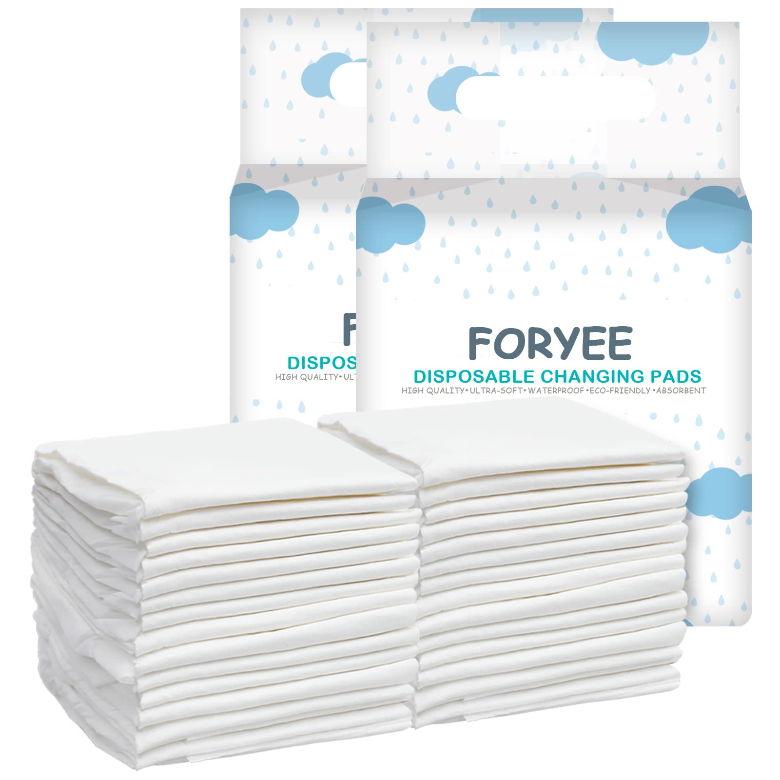 FORYEE disposable changing pad liner with soft surface, gentle for diaper changes.