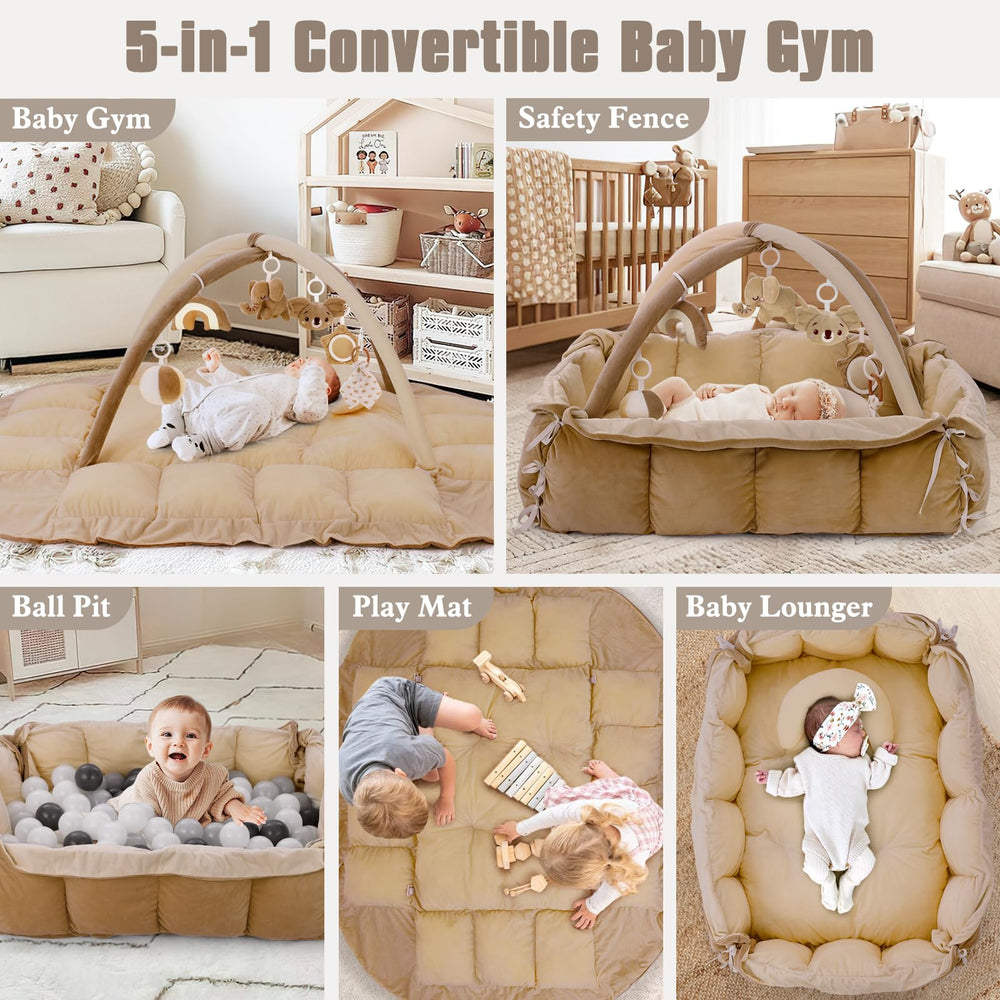 Foryoomi baby play mat cotton soft brown offers durable comfort during floor time