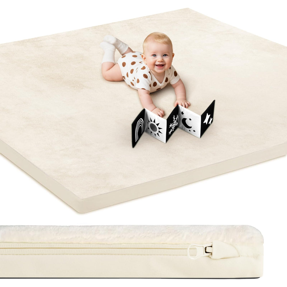 Foryoomi Baby Play Mat leather surface for easy cleaning and durable play.