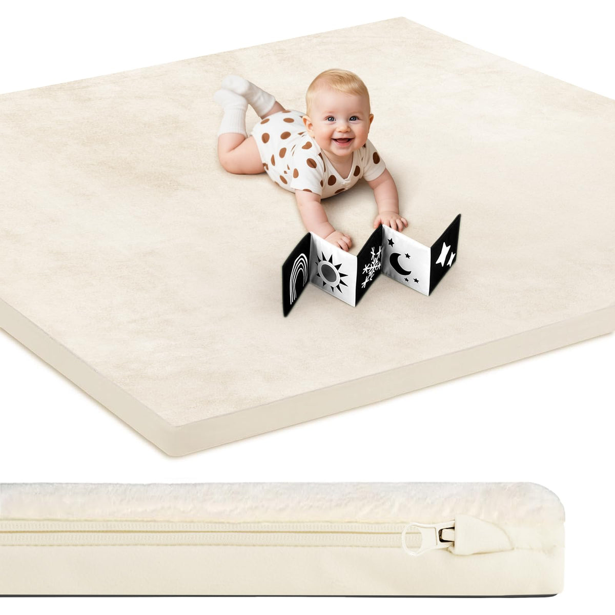 Foryoomi Baby Play Mat leather surface for easy cleaning and durable play.