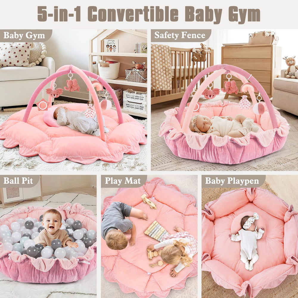 Foryoomi convertible gym to mat pillow in soft cotton for tummy time