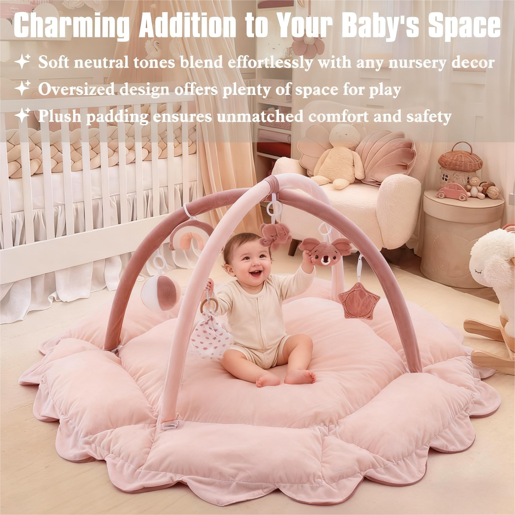 Foryoomi plush cotton mat spacious area for crawling, sitting, and exploring