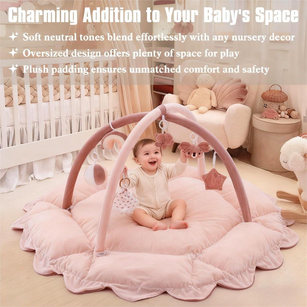 Foryoomi plush cotton mat spacious area for crawling, sitting, and exploring
