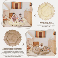 Foryoomi plush cotton tummy mat offers a soft surface for little explorers.