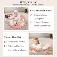 Foryoomi seated support pillow provides secure sitting practice for baby