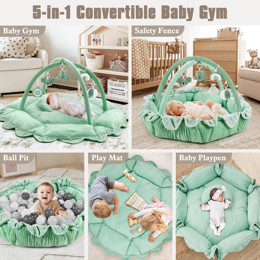 Foryoomi tummy time mat in soft cotton, gentle surface for baby play