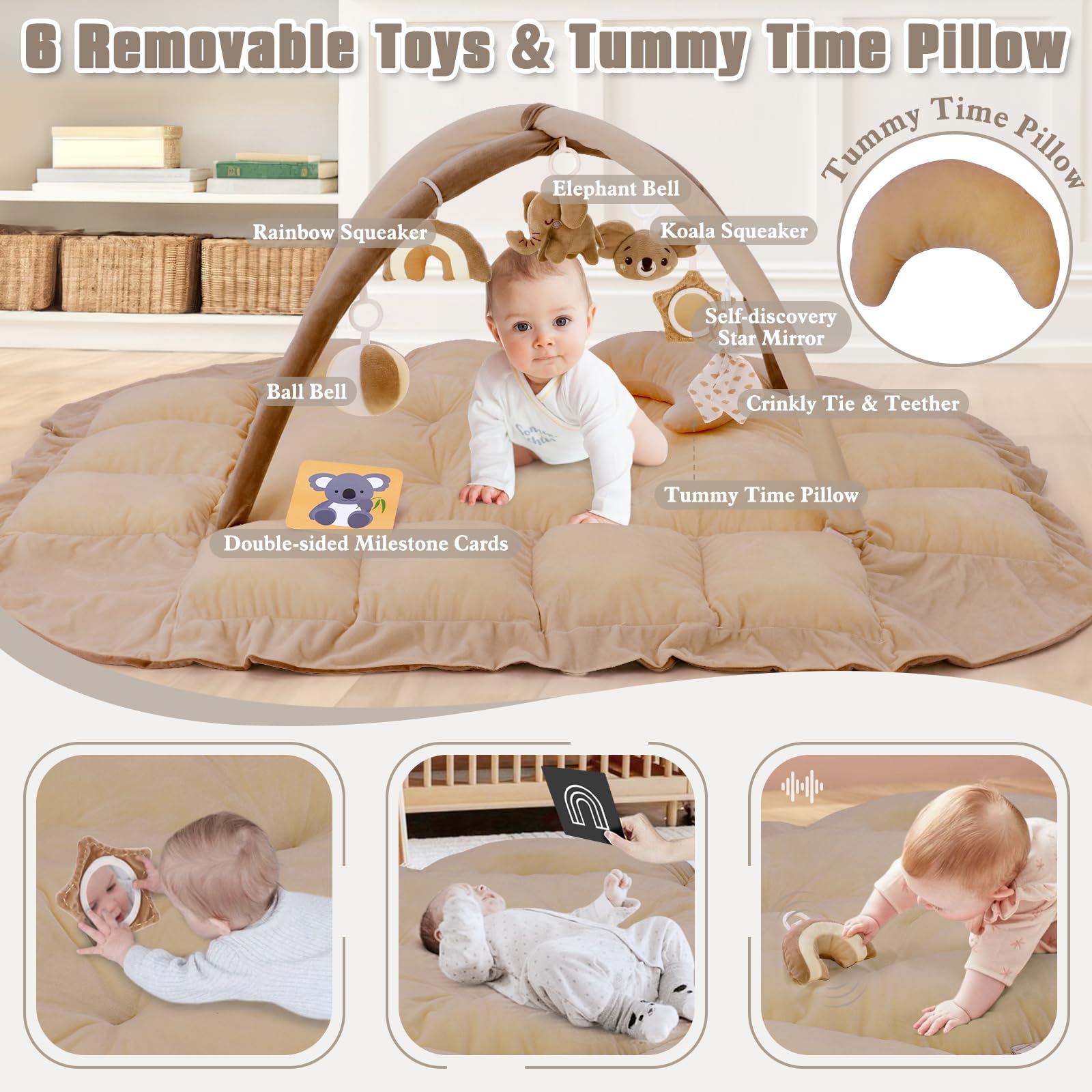 Foryoomi tummy time pillow supports early supervised play with gentle neck support